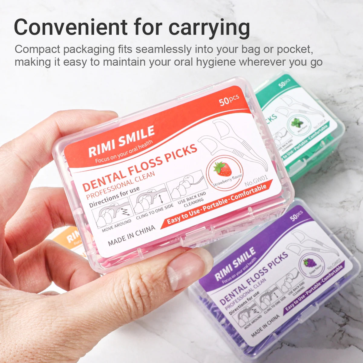 Hot selling -50PCS/box - Fruit flavored dental floss stick, a must-have tool for cleaning between teeth during home and travel