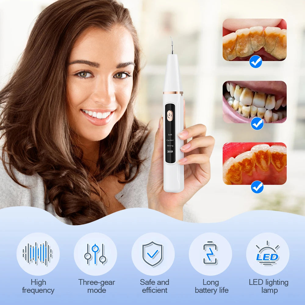 Ultrasonic Dental Scaler Scaler Tooth Cleaner Dental Stone Removal Electric Sonic Plaque Remover for Teeth Stain Tartar