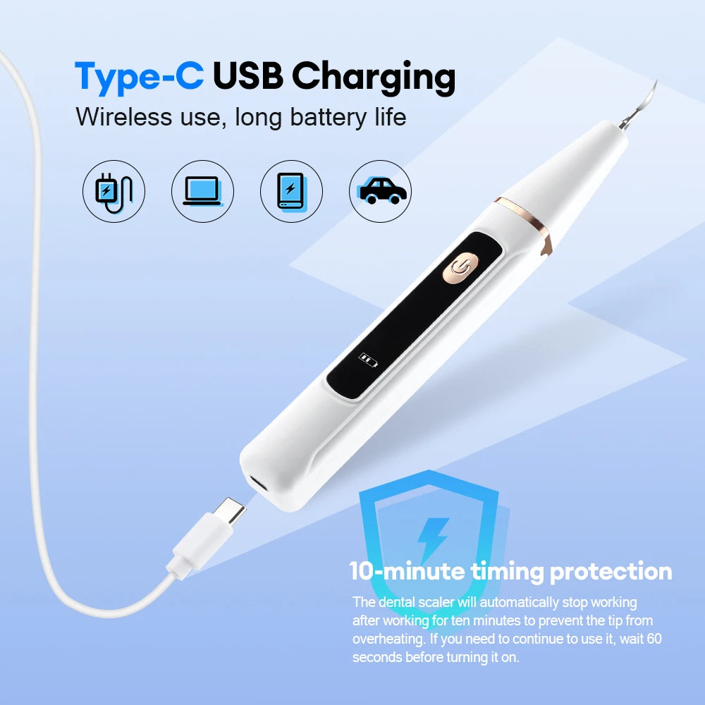 Ultrasonic Dental Scaler Scaler Tooth Cleaner Dental Stone Removal Electric Sonic Plaque Remover for Teeth Stain Tartar