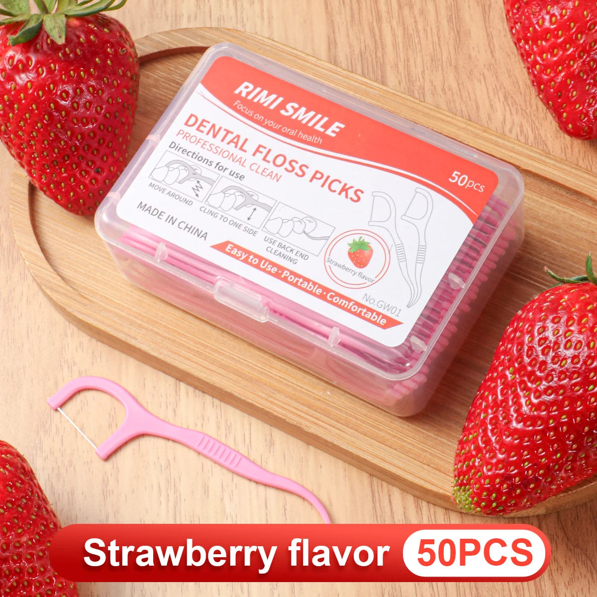 Hot selling -50PCS/box - Fruit flavored dental floss stick, a must-have tool for cleaning between teeth during home and travel