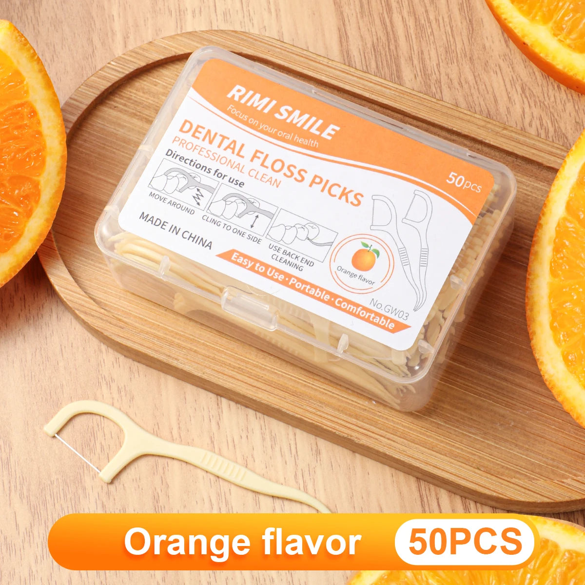 Hot selling -50PCS/box - Fruit flavored dental floss stick, a must-have tool for cleaning between teeth during home and travel